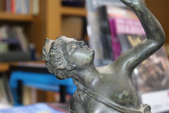 A pair of bronze figures of Mercury and Diana, on marble bases, height 82cm